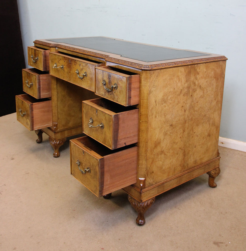 Burr Walnut Antique Writing Desk,