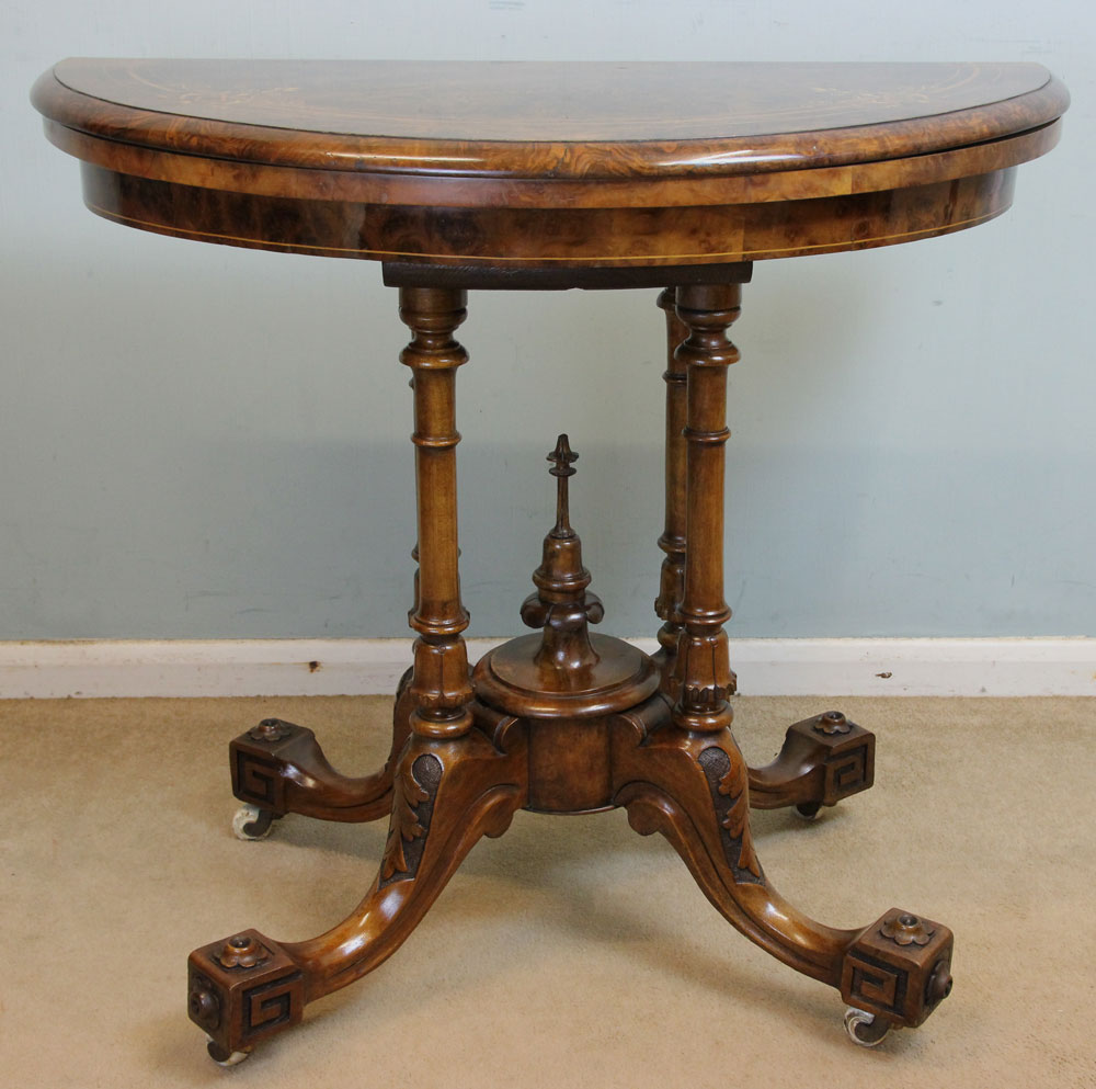 19th Century Antique Burr Walnut Card Table,