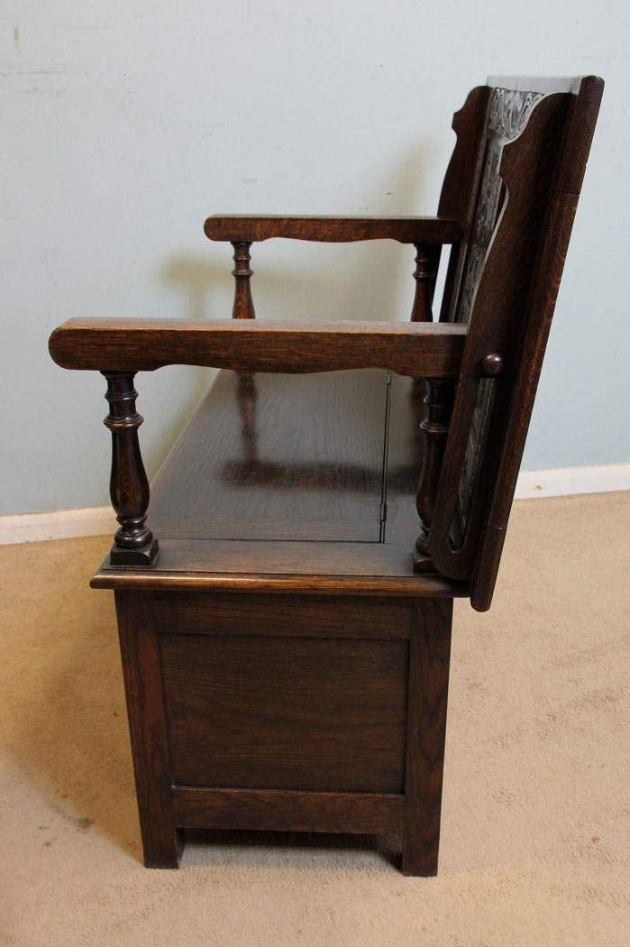 Antique Oak Settle Bench,