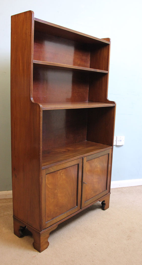 Antique Waterfall Mahogany Open Bookcase,