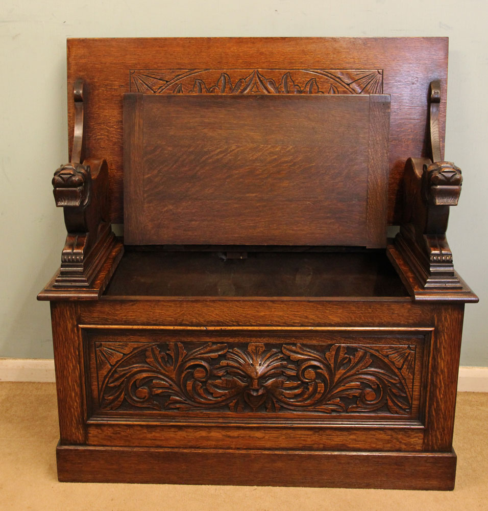 Antique Monks Bench Settle Storage,