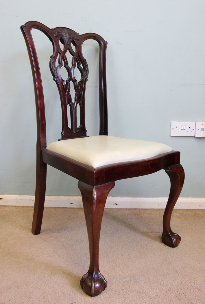 Set Ten Chippendale Style Mahogany Dining Chairs,