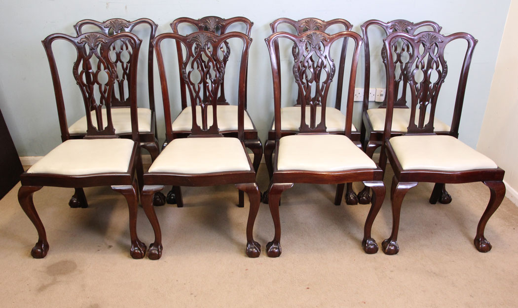 Set Ten Chippendale Style Dining Chairs,