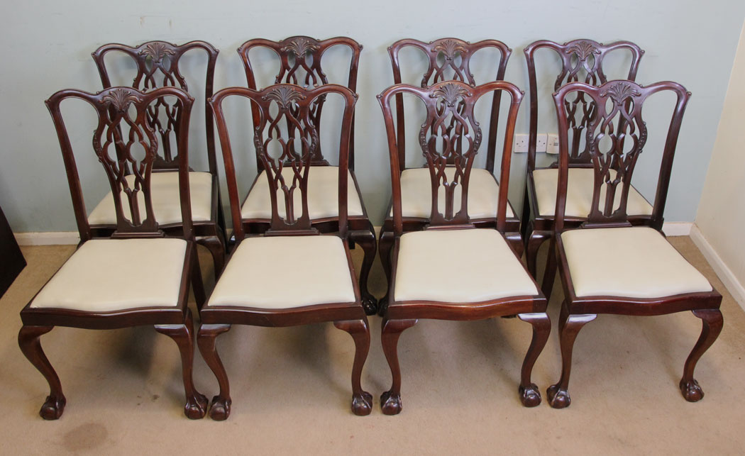 Antique Set Ten Mahogany Dining Chairs,