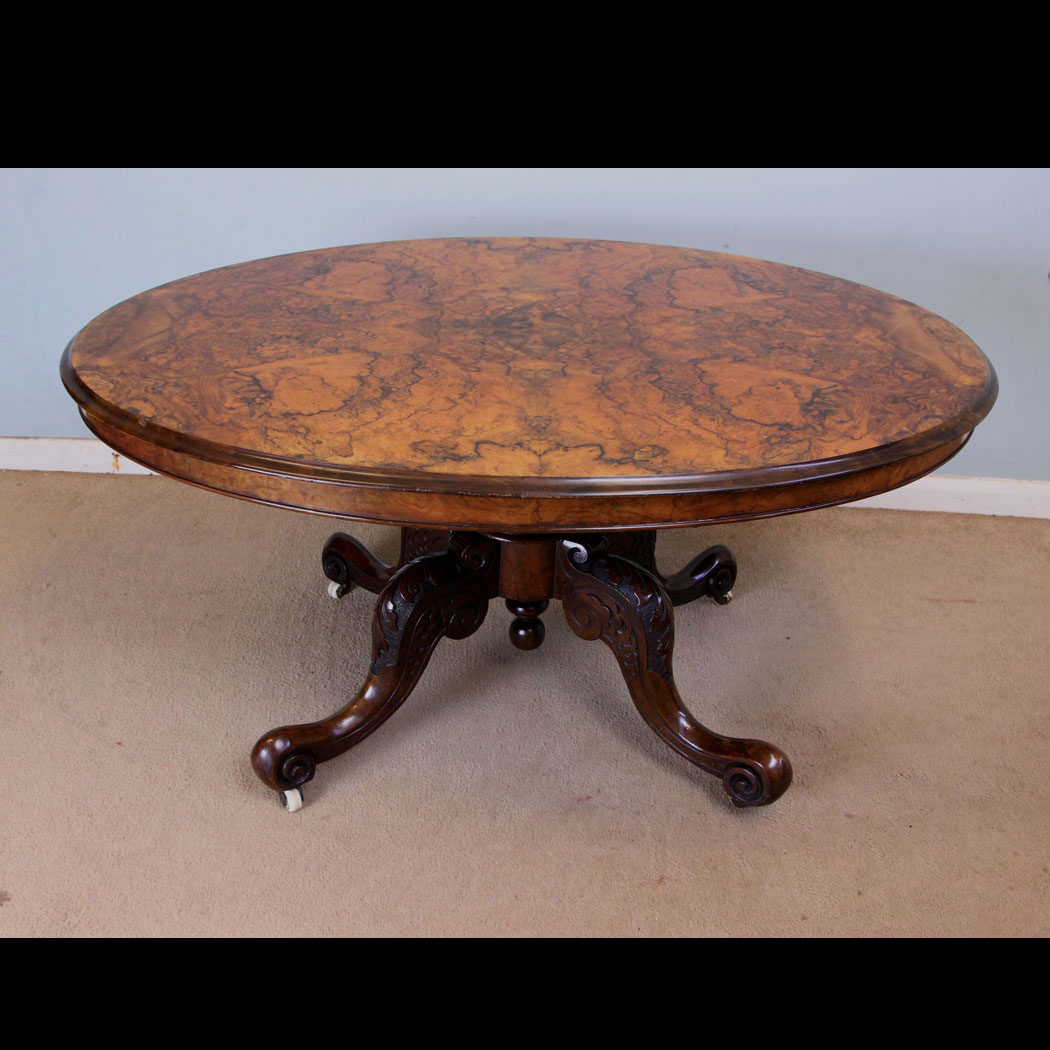 Antique Burr Walnut Low Coffee Table,