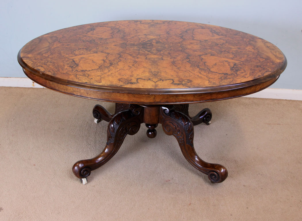 Antique Burr Walnut Low Coffee Table,