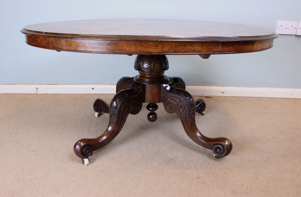 Antique Burr Walnut LowLamp Coffee Table,