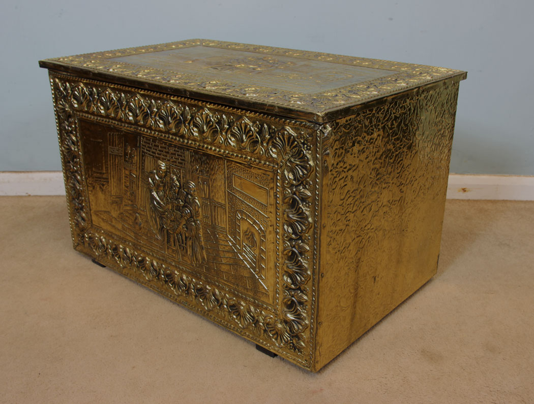 Vintage, Brass, Log Box, Storage, Coal Box,