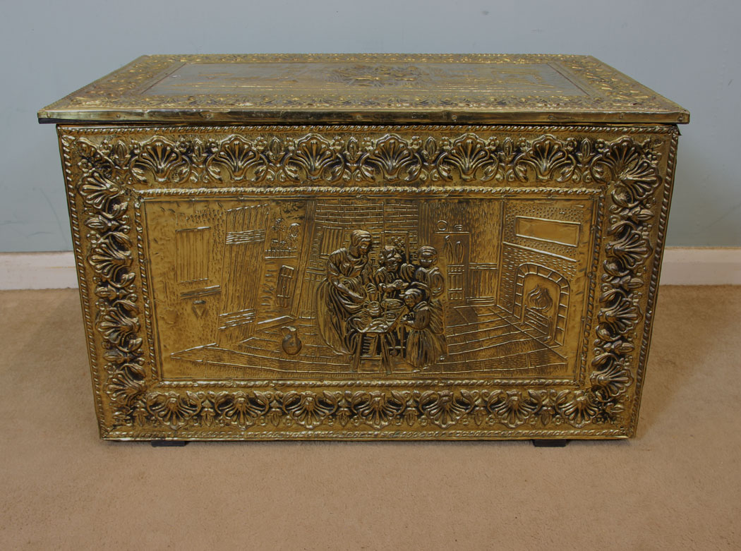 Vintage, Brass, Fireside Log Box,