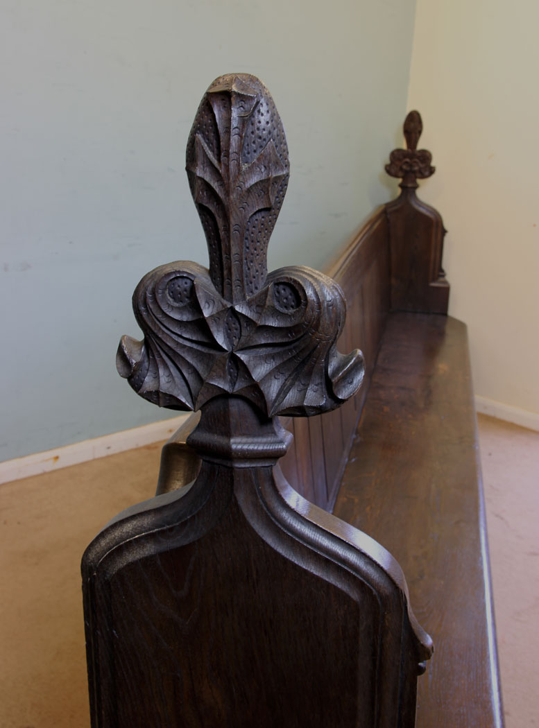 19th Century Antique Carved Oak Settle Pew, Antique Carved Oak Settle Pew,