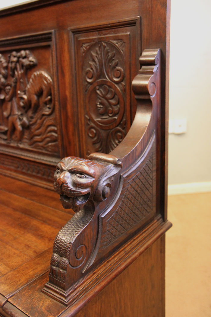 Antique Oak Settle, Monks Bench,