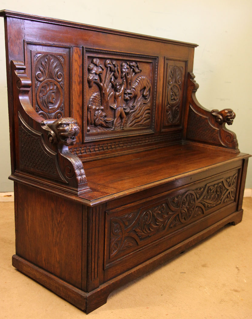 Victorian Antique Oak Settle,