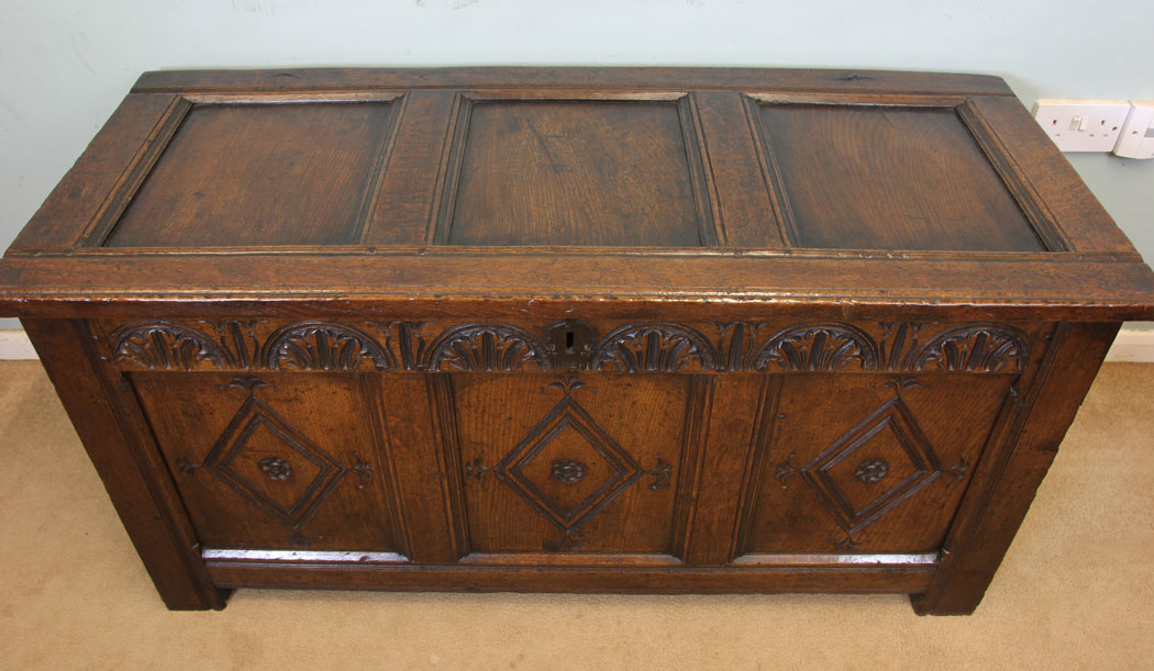 Antique Oak Coffer Blanket Chest,