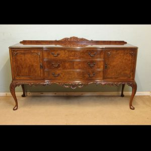 Antique Burr Walnut Queen Anne Style Sideboard