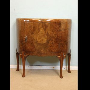 Antique Demi Lune Burr Walnut Side Cabinet