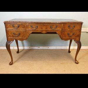 Burr Walnut Serpentine Shaped Writing Desk