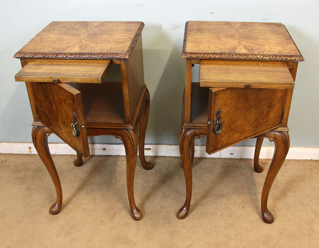 Antique Pair Bedside Tables Cabinets,