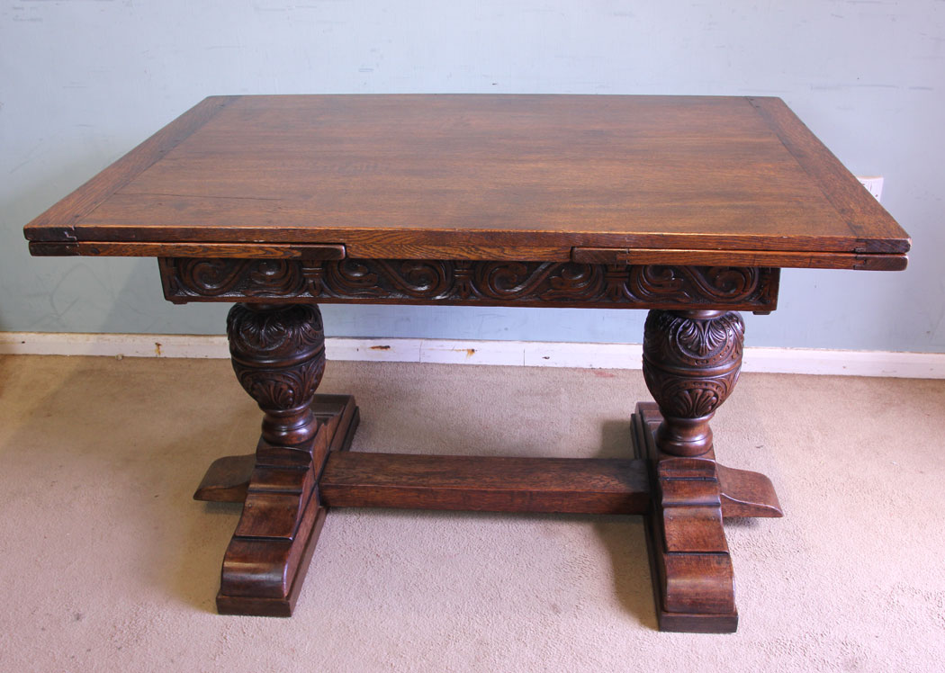 10967r4 Antique Drawleaf Refectory Dining Table, Antique Draw Leaf Refectory Dining Table.