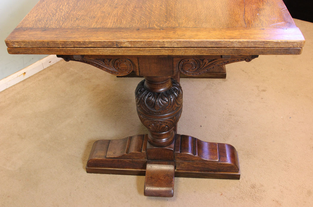 10967r5 Antique Drawleaf Refectory Faermhouse Table, Antique Draw Leaf Refectory Dining Table.