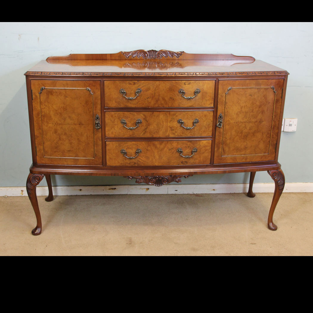 10972r01 Burr Walnut Sideboard, Burr Walnut Sideboard,