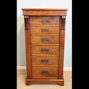 Antique Victorian Walnut Wellington Chest Drawers