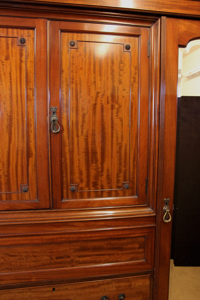 10976r5 Antique Gentlemans Wardrobe, Antique Mahogany Edwardian Double Combination Wardrobe