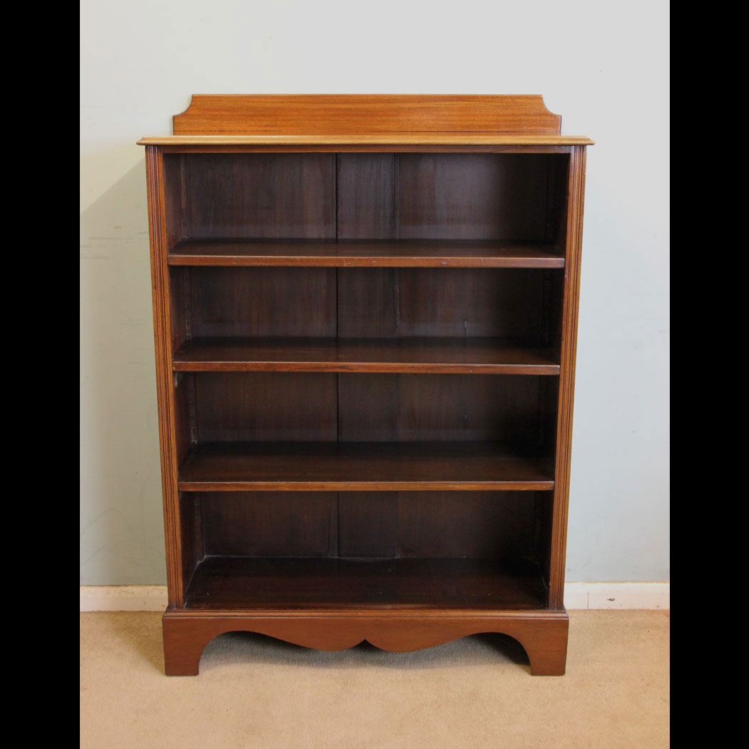 10983r01 Antique Open Bookcase, Antique Edwardian Mahogany Open Bookcase