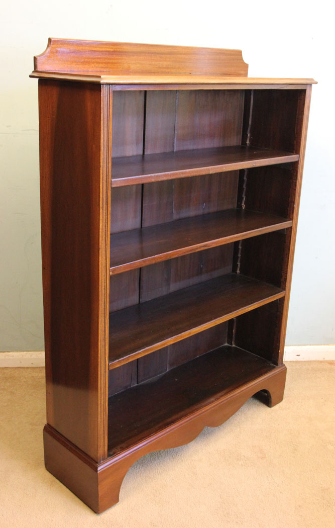 10983r6 Antique Open Bookcase Adjustable Shelves, , Antique Edwardian Mahogany Open Bookcase