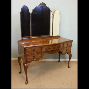 Antique Queen Anne Style Burr Walnut Dressing Table