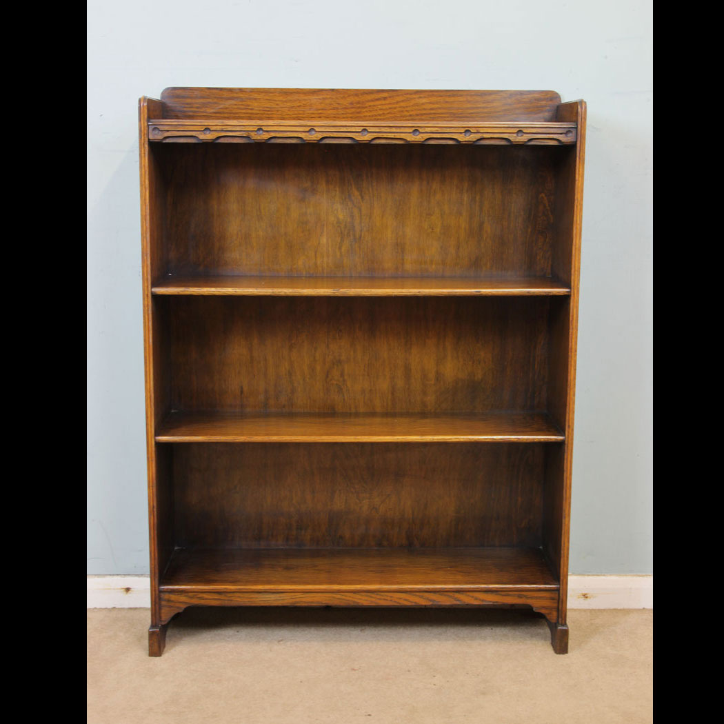 10995r01 Antique Open Bookcase, Antique Oak Open Bookcase Shelves