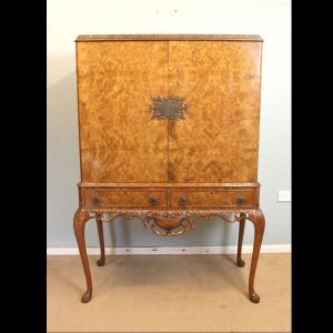 Antique Burr Walnut Cocktail Drinks Cabinet