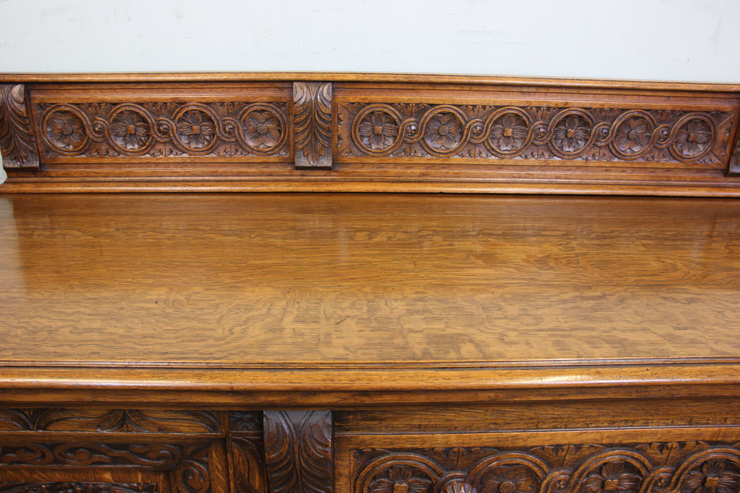 Antique Oak Carved Sideboard Dresser, Antique Carved Oak Sideboard Dresser Base