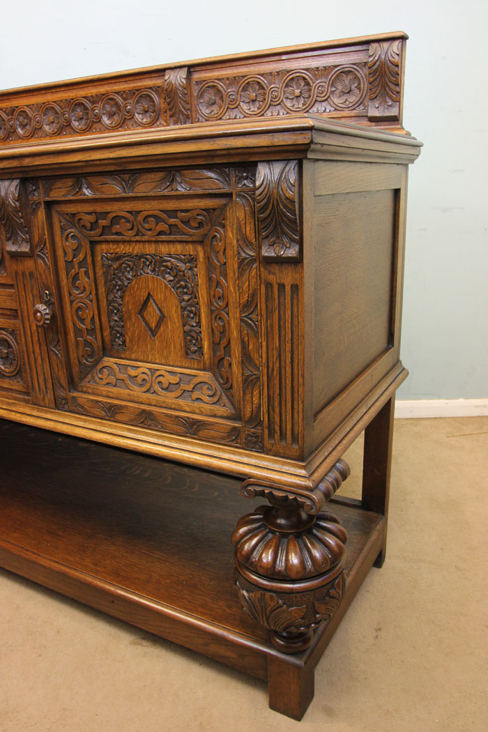 Antique Oak Sideboard Dresser, Lincolnshire, Antique Carved Oak Sideboard Dresser Base