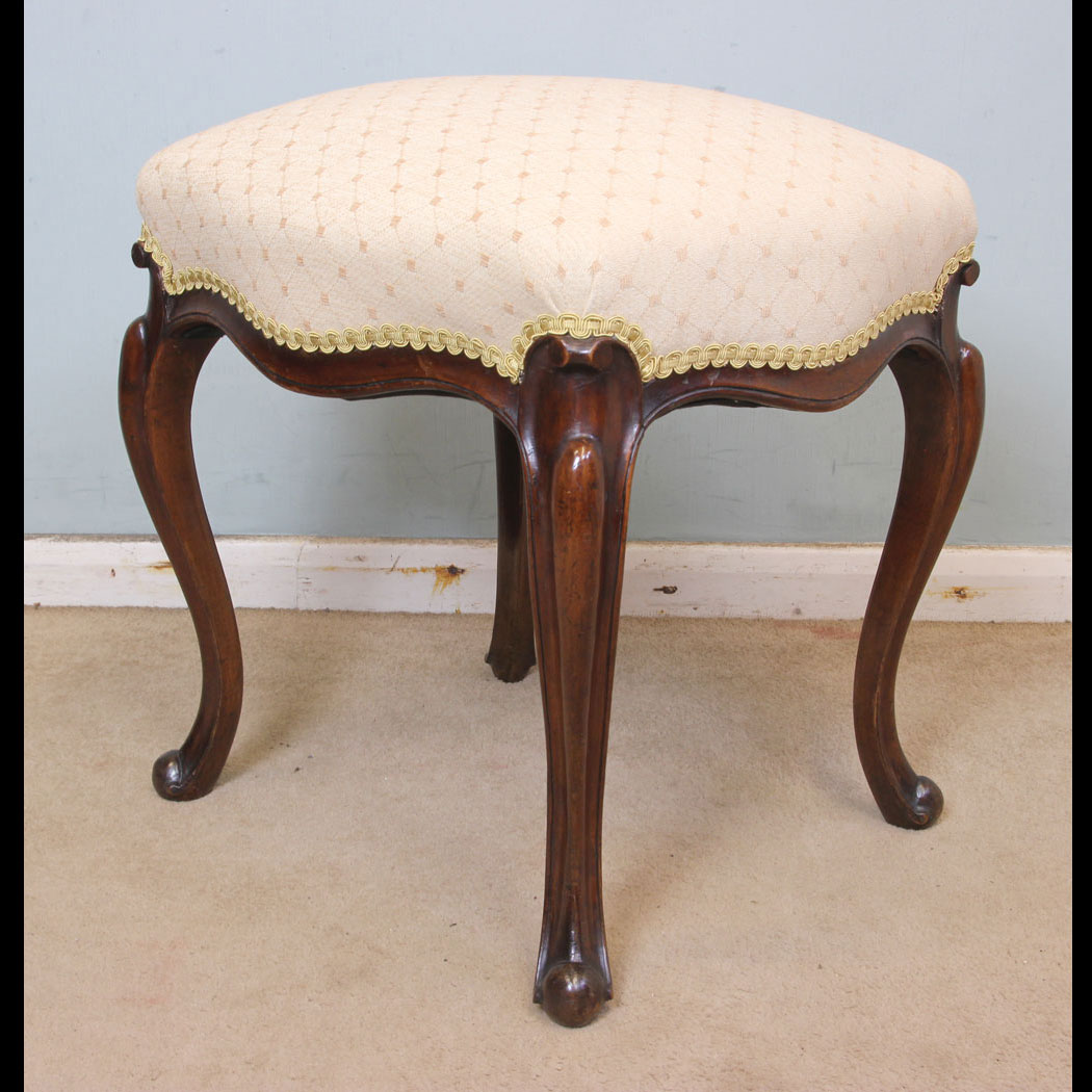 Antique Stool, Antique Victorian Walnut Cabriole Leg Stool