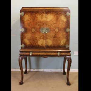 Antique Burr Walnut Cocktail Drinks Cabinet