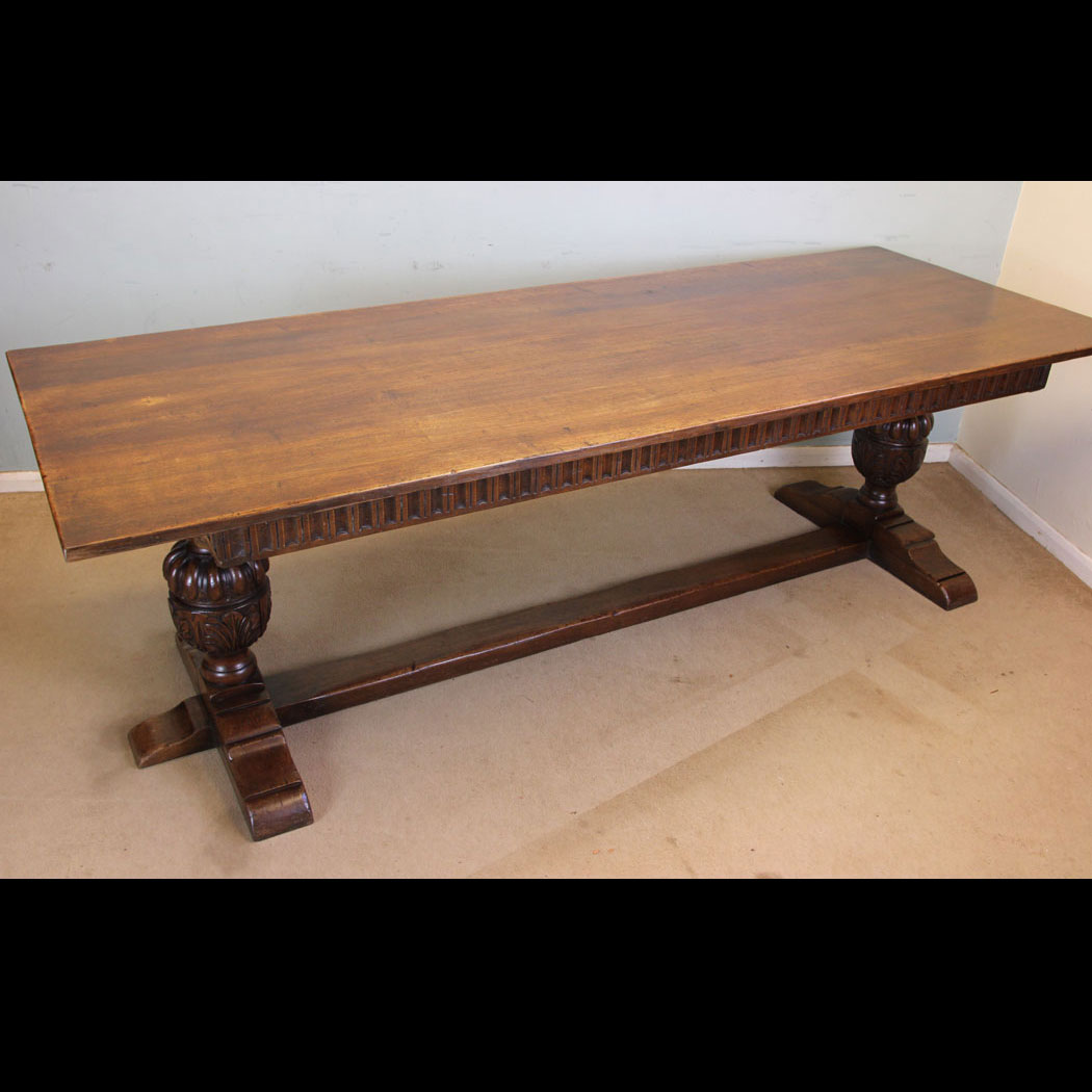 Antique Refectory Table, Antique Large Oak Refectory Farmhouse Dining Table