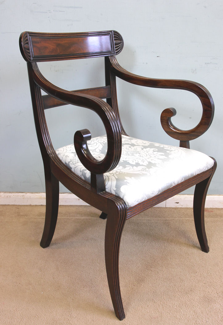 Antique Regency Mahogany Carver Armchair, Antique Mahogany Desk Carver Armchair