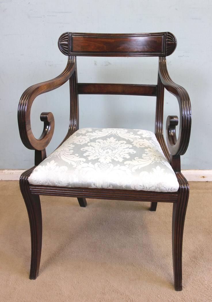 Antique Regency Mahogany Carver Chair, Antique Mahogany Desk Carver Armchair