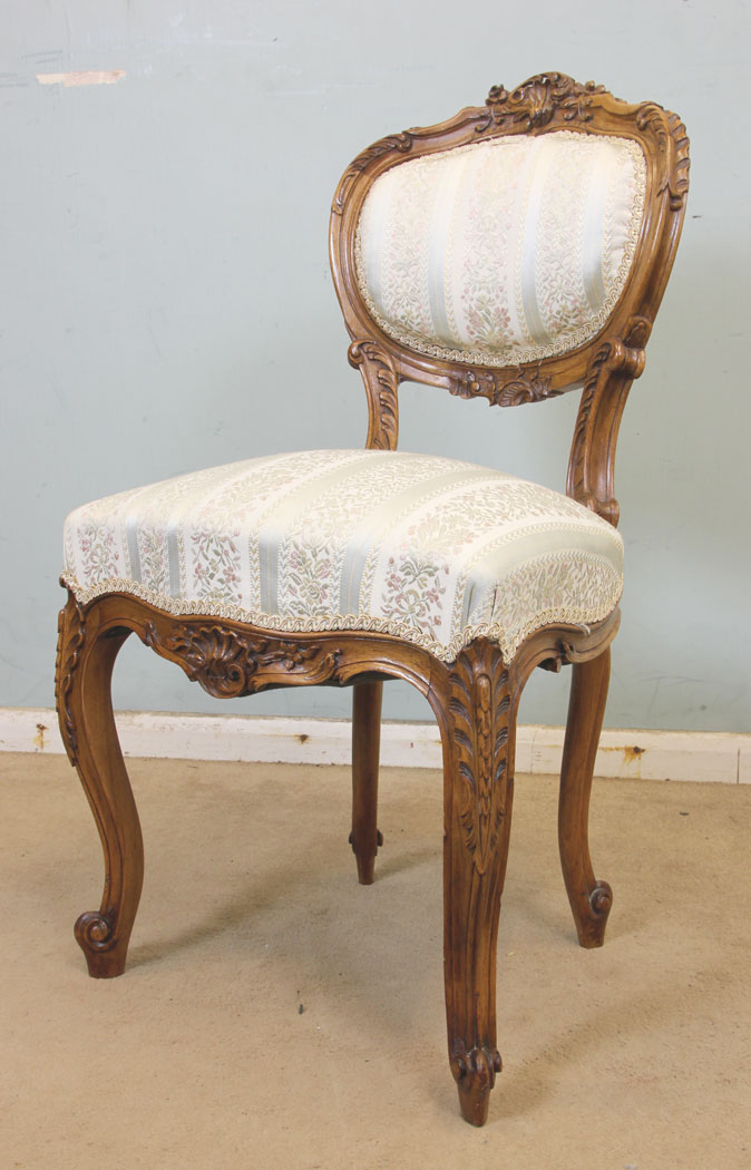 Antique Walnut Single Side Chair, Antique Walnut Single Side Chair