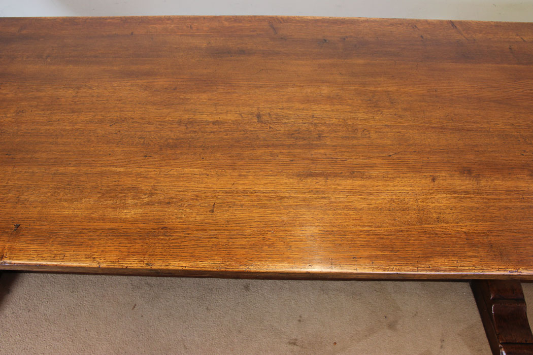Large Antique Oak Refectory Table, (2) Antique Large Oak Refectory Farmhouse Dining Table