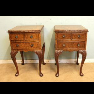 Antique Pair of Burr Walnut Bedside Tables