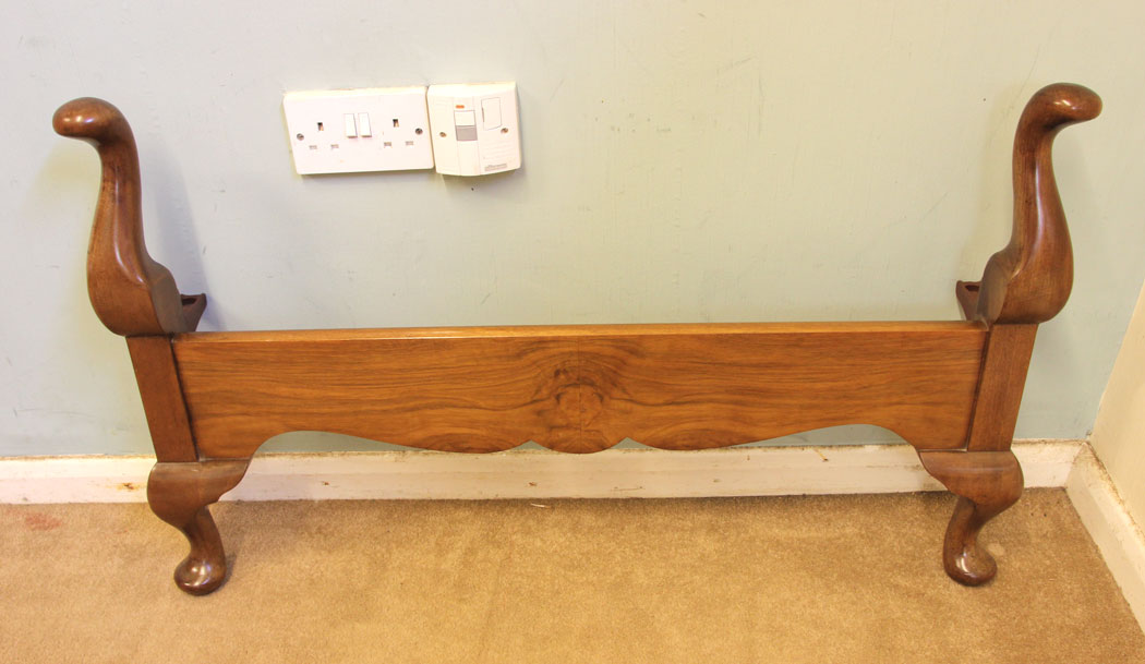 Antique Figured Walnut Single Beds, Pair Antique Figured Walnut Single Beds