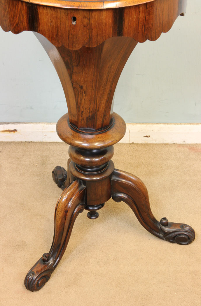 Antique Ladies Work Box Sewing Table, Antique Victorian Rosewood Sewing Table Work Box.