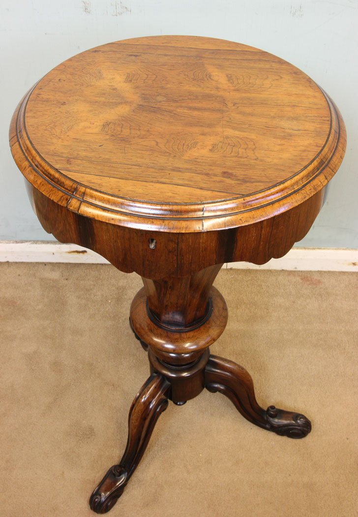Antique Victorian Rosewood Sewing Table, Antique Victorian Rosewood Sewing Table Work Box.