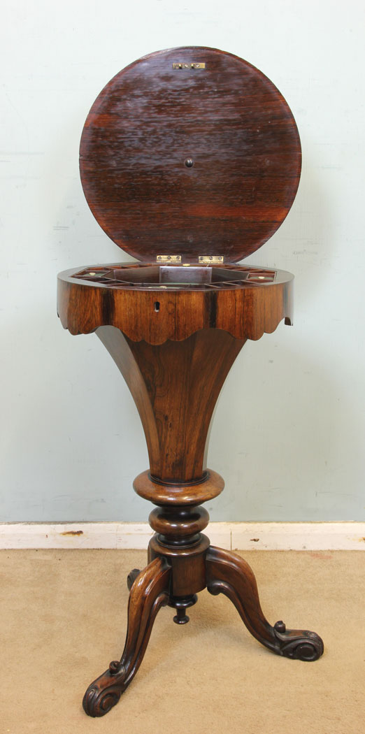 Antique Victorian Sewing Table, Antique Victorian Rosewood Sewing Table Work Box.