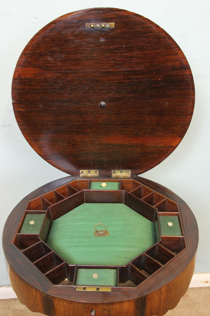 Victorian Antique Sewing Table, Antique Victorian Rosewood Sewing Table Work Box.
