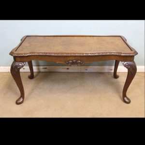 Burr Walnut Queen Anne Style Shaped Coffee Table