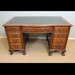 Antique Mahogany Shaped Kneehole Writing Desk
