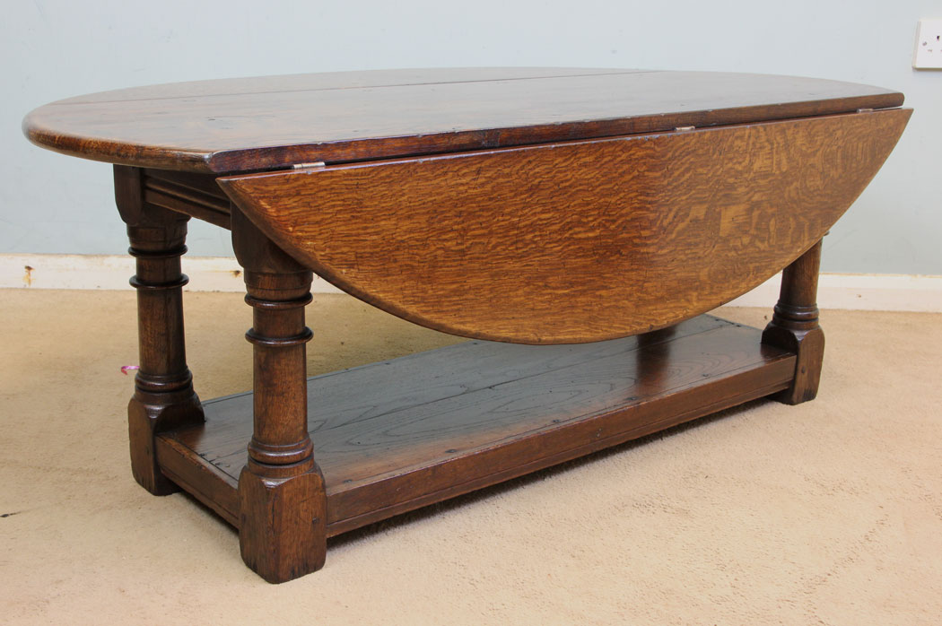 Large Oak Drop Leaf Coffee Table, London, Large Oak Drop Leaf Coffee Table.