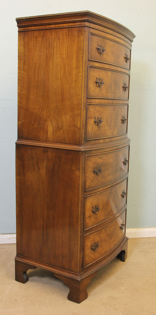 Burr Walnut Bow Front Chest on Chest11214r2 Burr Walnut Bow Front Chest on Chest
